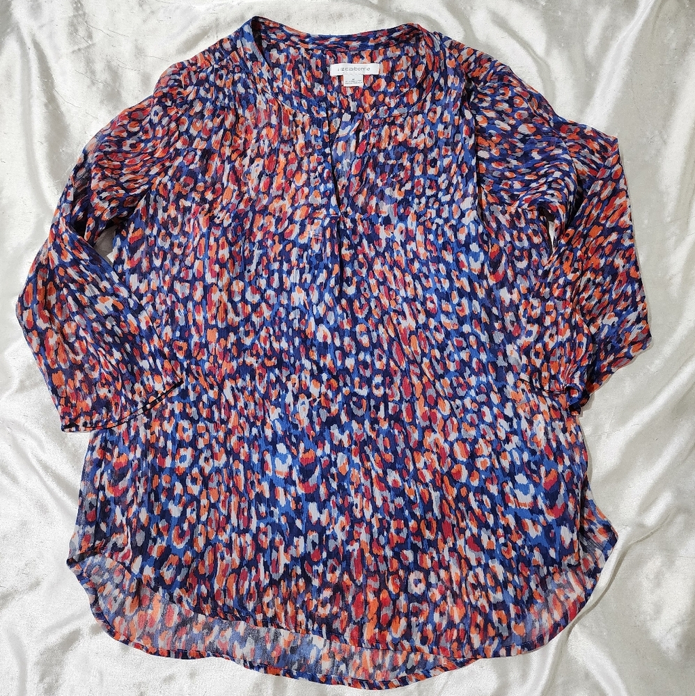 Liz Claiborne Multicolor Animal Print 3/4 Sleeve Layered Top - Picture 3 of 10